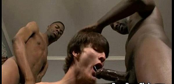  Muscular white gay man getting shared by black thugs 14